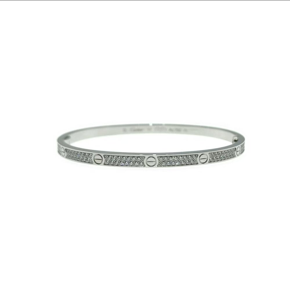 Cartier Love Bracelet Pave Diamond 18K white Gold Small Size 17